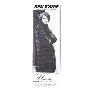 Ben Kahn Dark Ranch Mink Fur Coat Womens Vintage Luxury Outerwear 1960 Print Ad